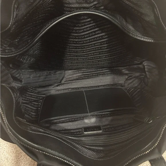 Authentic Prada Black Nylon and Saffiano Leather Shoulder/Messenger/Tote Bag - Picture 7 of 13